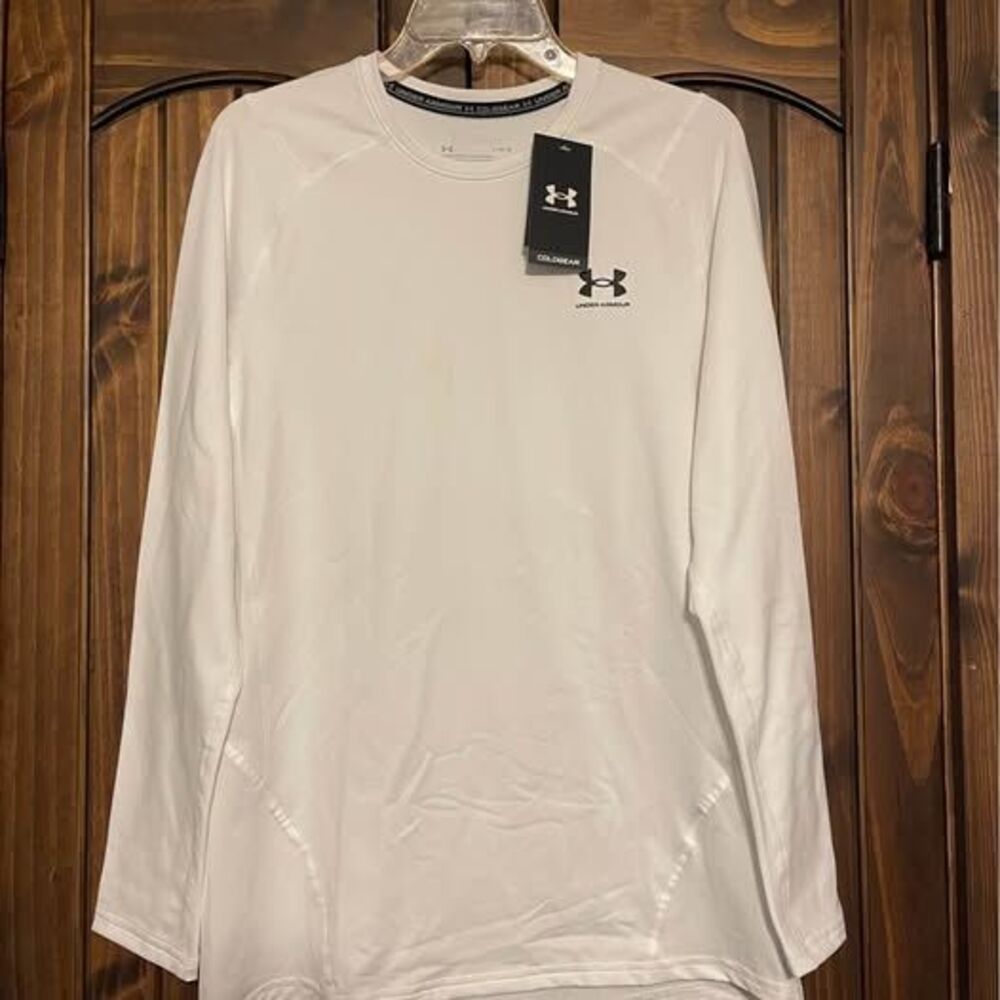 New Under Armour Large Compression Shirt Fitted Cold Gear White